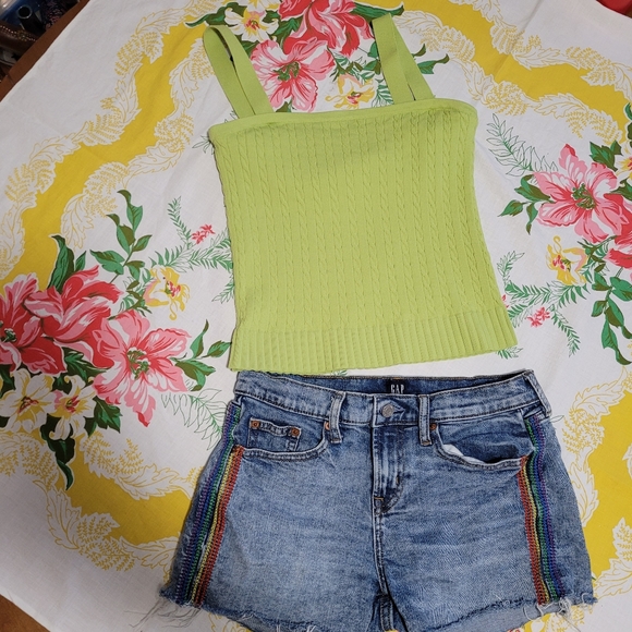 Green cable knit lime greeb tube top boob tube - Picture 6 of 8